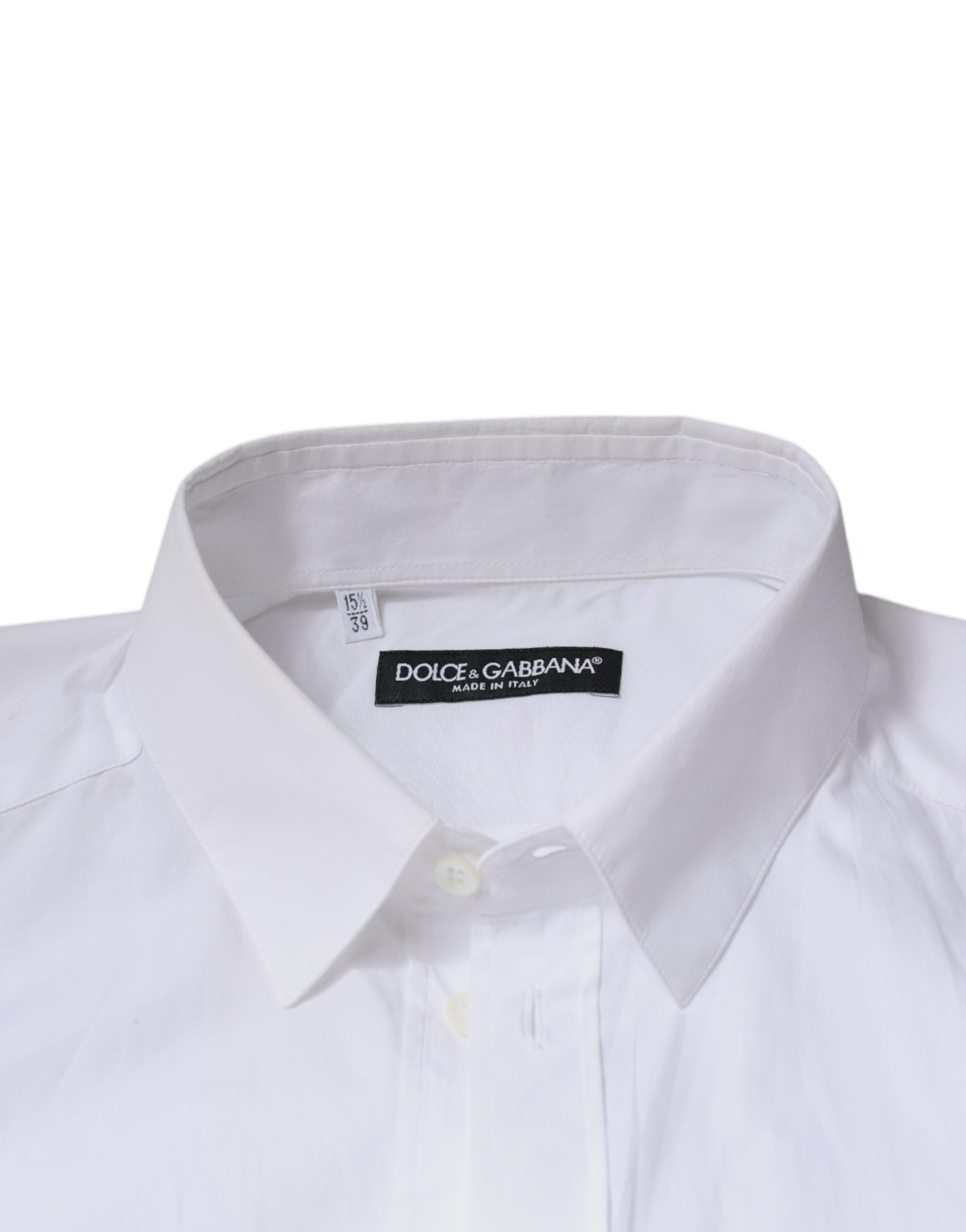 Dolce & Gabbana White long-sleeved cotton shirt for formal occasions